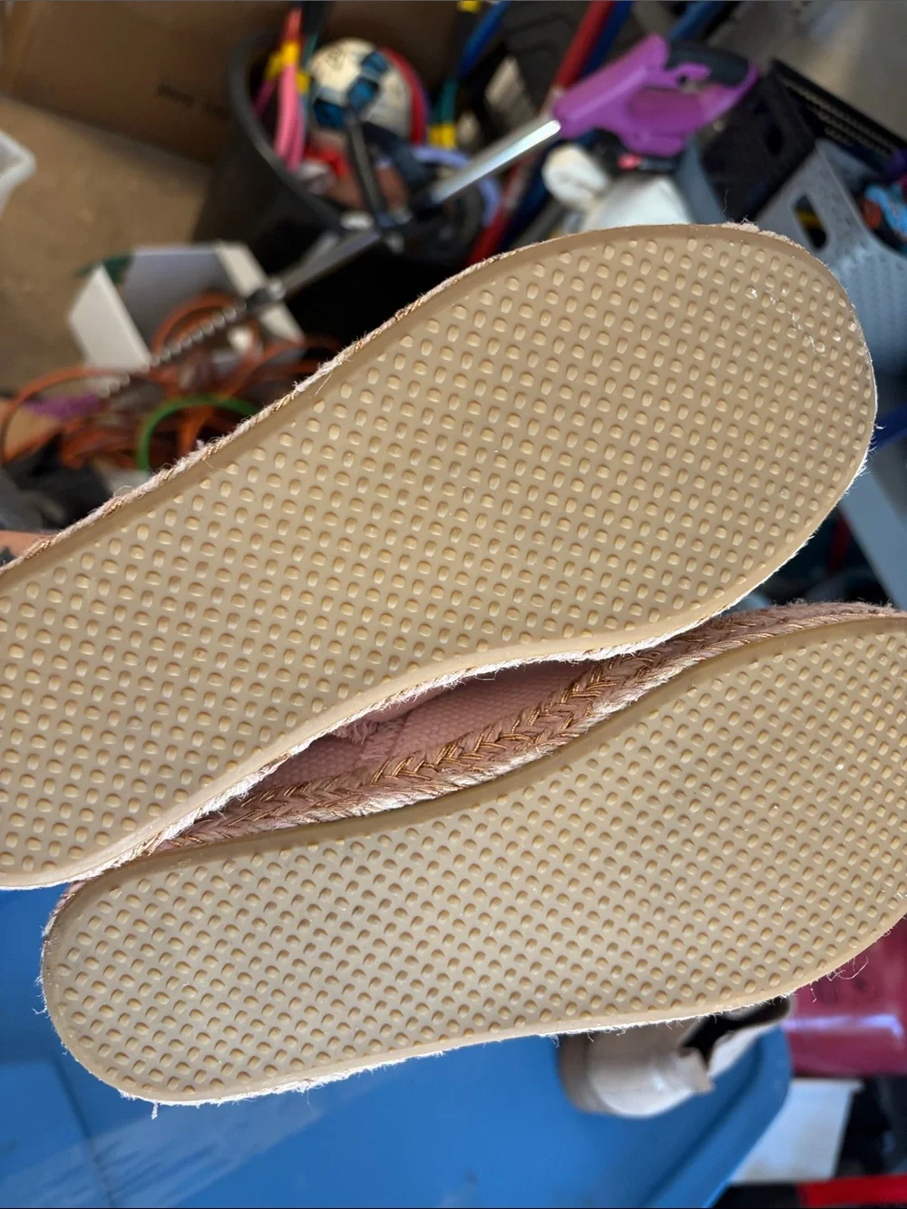 TOMS Blush Pink Frayed Espadrille Slip-On with Bow Detail